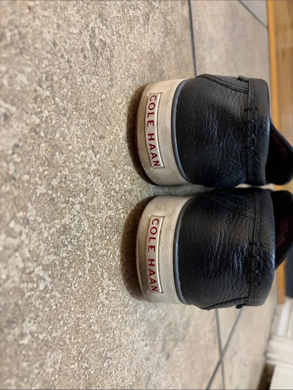 Cole Haan Black Leather Slip-On Flats with Red Insole